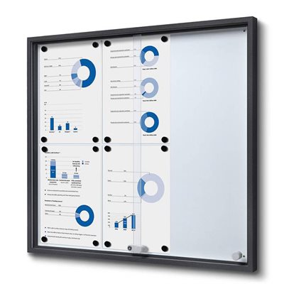 Antrasitt Whiteboard skap med skyvedører - 6xA4