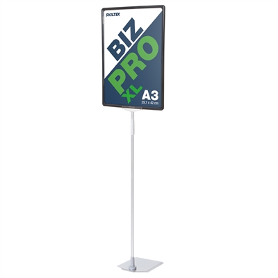 Biz Pro XL svart skiltholder med krom metallfot - A3