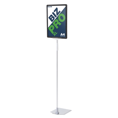 Biz Pro XL svart skiltholder med krom metallfot - A4