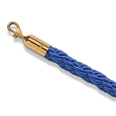 Blåt flettet tau med gull klikklås - 200 cm