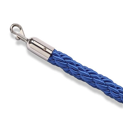 Blåt flettet tau med sølv klikklås - 200 cm