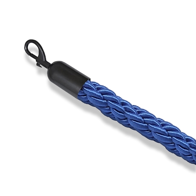 Blåt flettet tau med svart klikklås - 200 cm