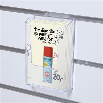 Brosjyreholder produsert i gjennomsiktig polystyren