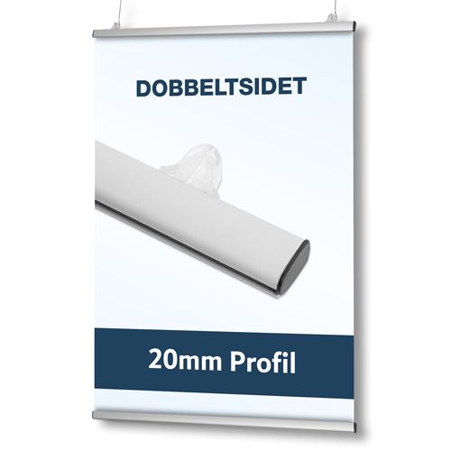 Dobbeltsidig plakatlist med 20mm profil