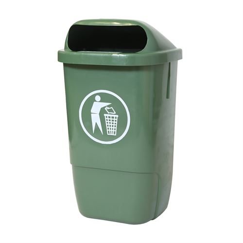 ECO Søppelkasse til vegg / stolpe - 50L - Grønn