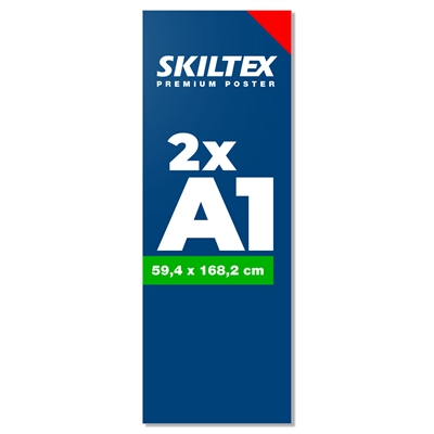 Premium plakat for innendørs bruk - 2xA1 - 59,4 x 168,2 cm - 135 g/m² PVC-fri