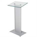 Herdet glass podium med frontpanel - Sølv