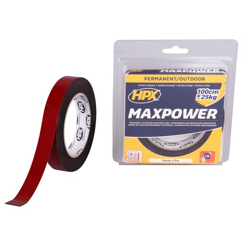 HPX MAXPOWER OUTDOOR dobbelklebende tape 19 mm - 5 meter