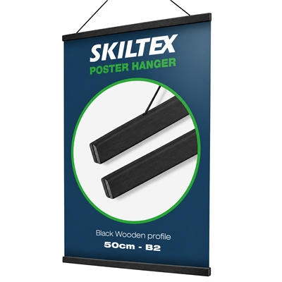 Magnetisk plakatoppheng med snor B2 - 50 cm | Svart