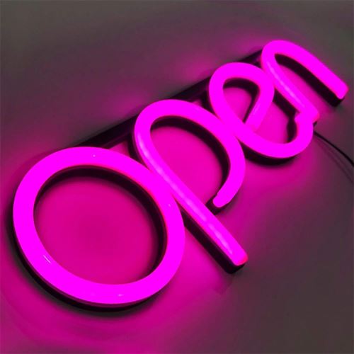 "OPEN" LED neonskilt - Rosa