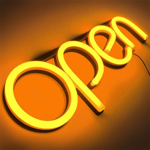 "OPEN" LED neonskilt - Oransje