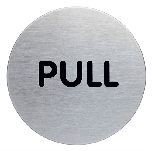 "PULL" Skilt - Rundt pictogram