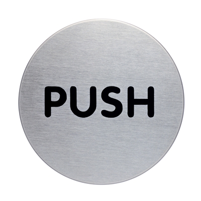 "PUSH" skilt - Rundt piktogram