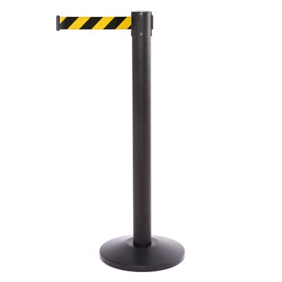 QueuePro Svart Avsperringsstolpe med gult/svart bånd - 500 cm