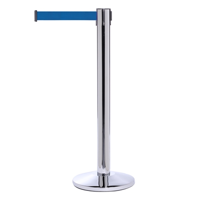 QueuePro Sølv Avsperringsstolpe med blåt bånd - 490 cm