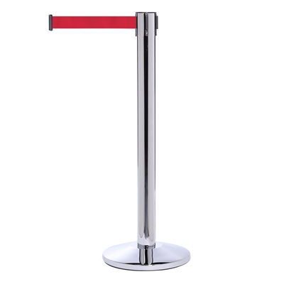 QueuePro Sølv Avsperringsstolpe med rødt bånd - 490 cm