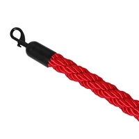Rødt flettet tau med svart klikklås - 200 cm