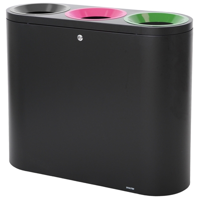 SKILTEX Trio station til Avfallssortering - 3x39L - Svart - Magenta - Grønn