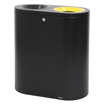 SKILTEX Twin station til Avfallssortering - 2x50L - Svart & Gul