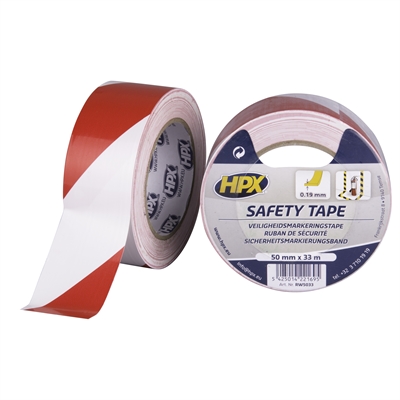 Sikkerhetstape / Gulvtape - Hvit / Rød - 50mm x 33m