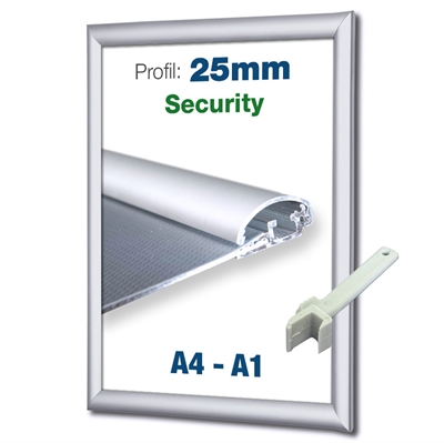 Security klikkrammer m/ 25mm profil