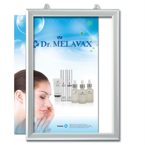 Dobbelsidig plakatrammer med 25 mm. aluprofil - sølveloxeret