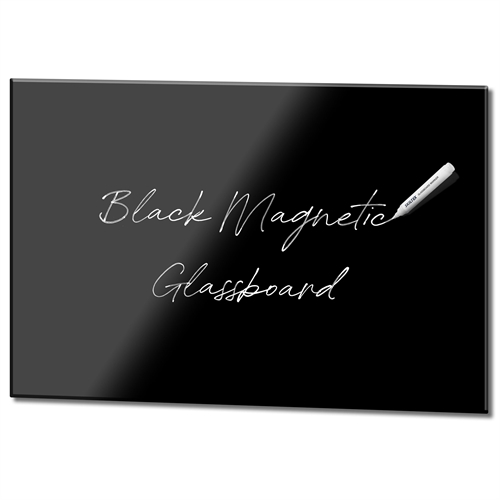 Svart glasstavle laget av herdet glass med magnetisk overflate
