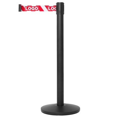 Svart avsperringsstolpe med vit/rött bånd - Inkl. logo print