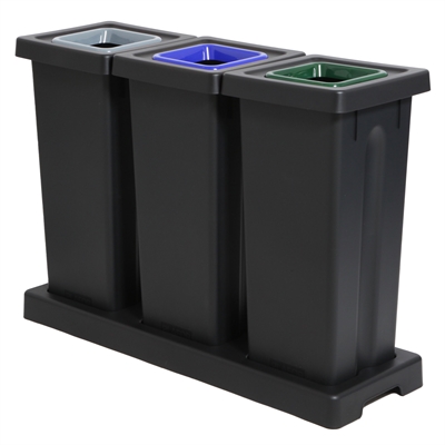 Style avfallssystem til sortering - 3x53L - Rød / Blå / Grønn