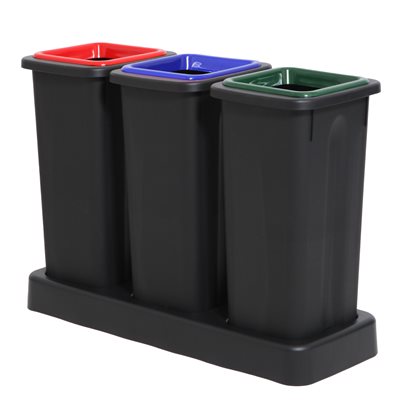 Style avfallssystem til sortering - 3x20L - Rød / Blå / Grønn