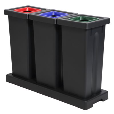 Style avfallssystem til sortering - 3x53L - Rød / Blå / Grønn