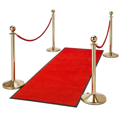 VIP Entréssett - Gull avsperringsstolper med Rød Løper & Tau