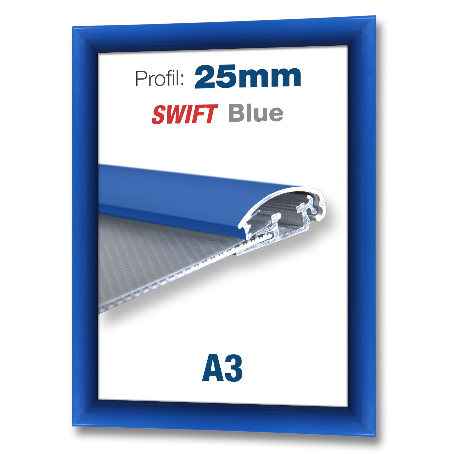 Blå Swift klikkramme med 25mm profil - A3