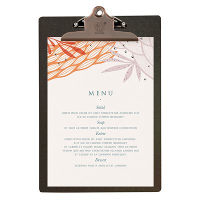 Tre clipboard menyholder - Mørkebrun - A4