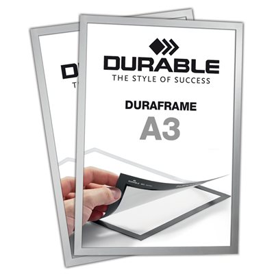 Selvklebende A3 Magnetramme - Duraframe® Sølv - 2-pak