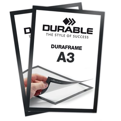 Selvklebende A3 Magnetramme - Duraframe® Sort - Pakke med 2 stk