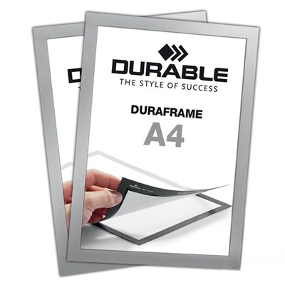 Selvklebende A4 Magnetramme - Duraframe® Sølv - 2-pak