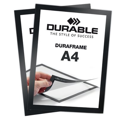 Selvklebende A4 Magnetramme - Duraframe® Sort - Pakke med 2 stk