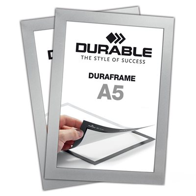 Selvklebende A5 Magnetramme - Duraframe® Sølv - 2-pak