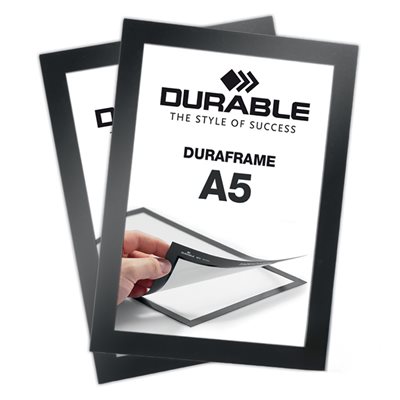 Selvklebende A5 Magnetramme - Duraframe® Sort - Pakke med 2 stk