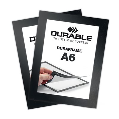 Selvklebende A6 Magnetramme - Duraframe® Sort - Pakke med 2 stk