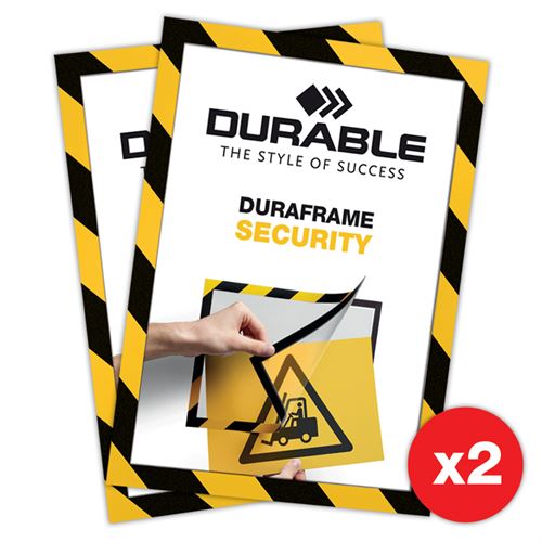 Duraframe® Security Gul/Sort - Selvklebende A4 magnetramme - 2-pakning
