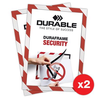 Duraframe® Security Rød/Hvit - Selvklebende A4 magnetramme - 2-pakning