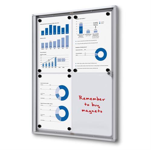 Låsbar whiteboard oppslagsskap til innendørs bruk
