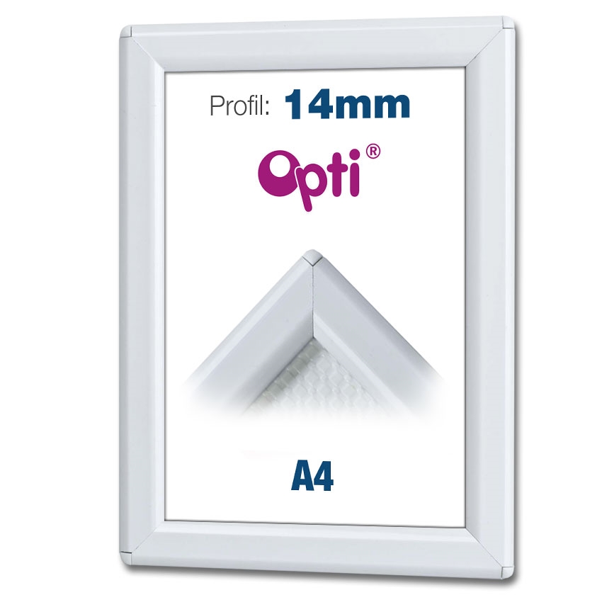 Hvit A4 Opti Color klikkramme  - 14mm profil