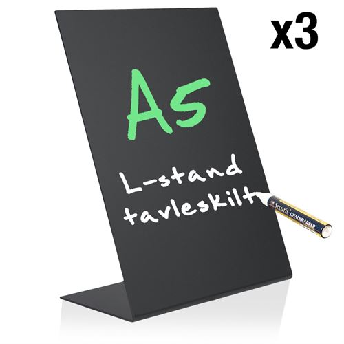 L-stand A5 tavleskilt - Pakke med 3 stk