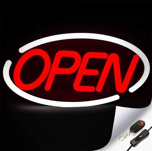 Deluxe "OPEN" LED blinkende neonskilt - Rød/Hvit