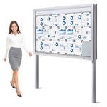 Frittstående Dobbeltsidig 21xA4 Premium Outdoor LED Whiteboard Oppslagsskap med Nedgravningsstolper