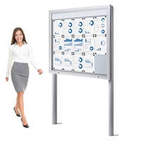 Frittstående Premium LED 15xA4 utendørs whiteboard oppslagsskap med nedgravingsstolper
