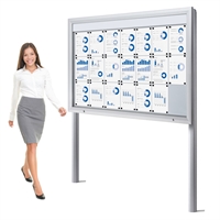 Frittstående Premium LED 24xA4 utendørs whiteboard oppslagsskap med nedgravingsstolper